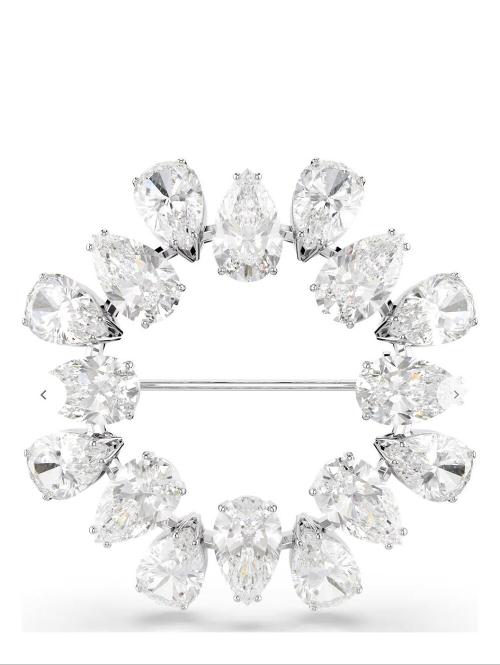 Swarovski Matrix BroochPear Cut, White, Rhodium Plated- Excellent Condition